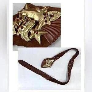 Vintage I B Diffusion By Linda Waldorf Horse Western Cowboy Boot Belt Rhinestone